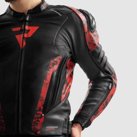 KURTKA SKÓRZANA REBELHORN VELOCE CAMO BLACK/FLUO RED 60