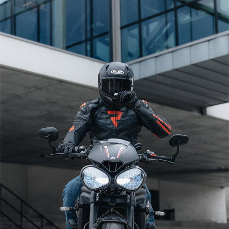 KURTKA MOTOCYKLOWA SKÓRZANA REBELHORN VANDAL BLACK FLUO RED 62