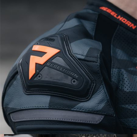 KURTKA MOTOCYKLOWA SKÓRZANA REBELHORN VANDAL BLACK FLUO RED 62