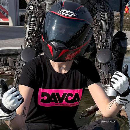 DAVCA T-shirt damski black Pink logo