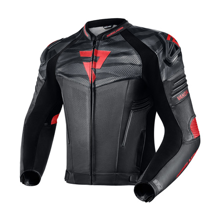 KURTKA MOTOCYKLOWA SKÓRZANA REBELHORN VANDAL BLACK FLUO RED 62