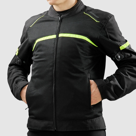 KURTKA MOTOCYKLOWA TEKSTYLNA OZONE NEO AIR BLACK FLUO YELLOW L
