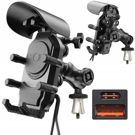MC39 Motocyklowy uchwyt telefon antywibracyjny ładowanie USB-C