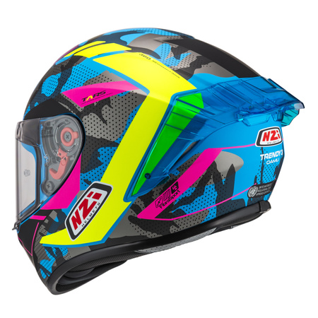 KASK MOTOCYKLOWY NZI TRENDY STREAM CAMU BLUE NEON PINK BLUE S MATT M