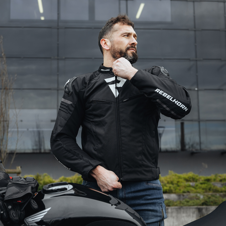 KURTKA MOTOCYKLOWA TEKSTYLNA REBELHORN VANDAL BLACK WHITE 10XL