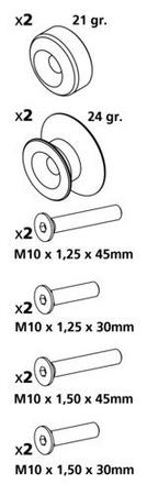 90339 Zestaw rolek do stojaków motocyklowych - 10 mm aluminium