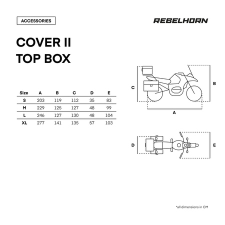 POKROWIEC NA MOTOCYKL REBELHORN COVER 2 Z MIEJSCEM NA KUFER BLACK SILVER M