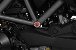 Large frame plugs (pair), red anodised, for Ducati Multistrada 1200 (up to 2014)/ 950