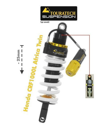 Touratech Suspension lowering shock (-25 mm) for Honda CRF1000L Africa Twin from 2018 Type Explore HP/PDS