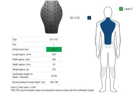 OCHRANIACZ PLECÓW SAS-TEC LEVEL 2 BLACK L (1 SZT. )