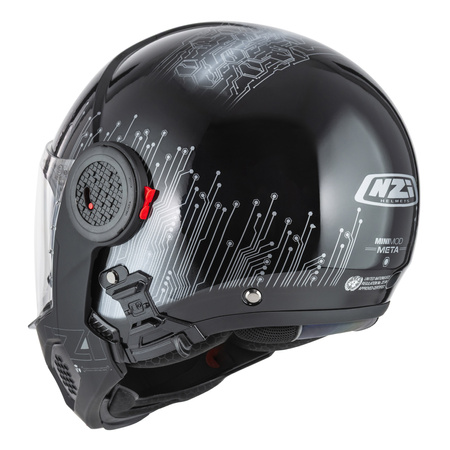 KASK MOTOCYKLOWY NZI MINIMOD DUO META BLACK SILVER S