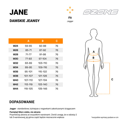 JEANSY MOTOCYKLOWE DAMSKIE OZONE JANE JOGGER FIT BLACK 34/30