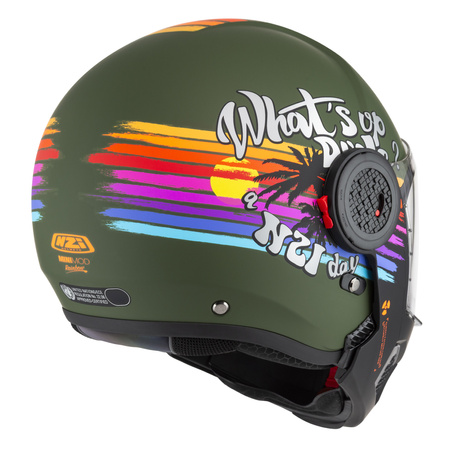 KASK MOTOCYKLOWY NZI MINIMOD DUO RAINBOW GREENBLACK SILVER MATT S