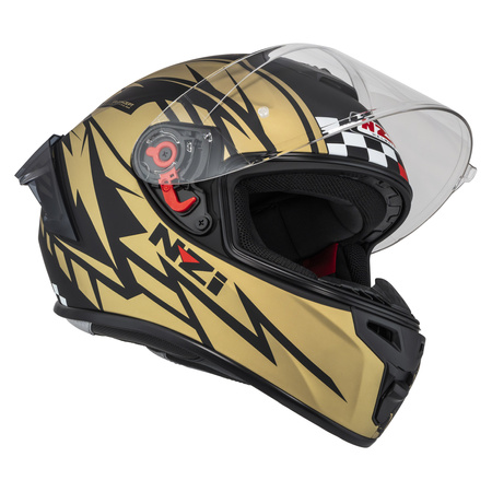 KASK MOTOCYKLOWY NZI TRENDY STREAM FLAG BLACK GOLD MATT L