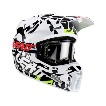 KASK MOTOCYKLOWY Z GOGLAMI LEATT KIT MOTO 3.5 ZEBRA L
