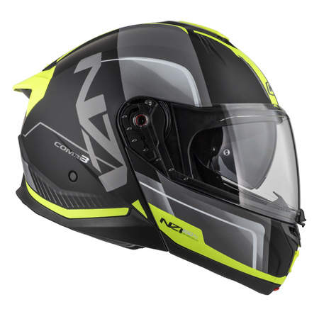 KASK MOTOCYKLOWY NZI COMBI 3 DUO ORBE BLACK ANTRACITE YELLOW MATT S