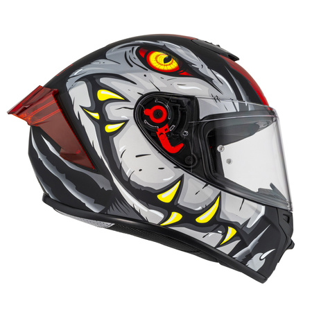 KASK MOTOCYKLOWY NZI TRENDY STREAM RAPTOR BLACK GREY RED S MATT L