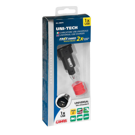 38879 Uni-Tech, uniwersalna ładowarka z 1 portem USB - szybkie ładowanie - 2400 mA - 12/32 V