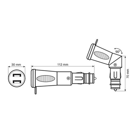 38975 Ładowarka 2 porty USB - 2500 mA - 12 / 24V