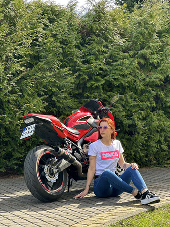 DAVCA T-shirt damski white Pink logo