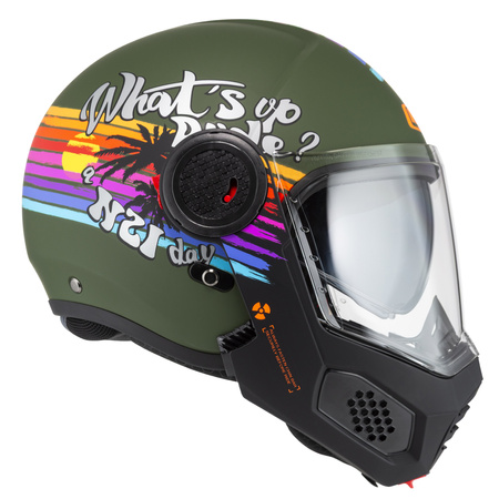 KASK MOTOCYKLOWY NZI MINIMOD DUO RAINBOW GREENBLACK SILVER MATT S