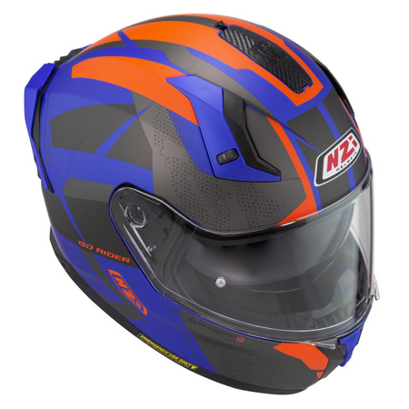 KASK MOTOCYKLOWY NZI GO RIDER STREAM DUO TRIDENT BLUE ANTRACITE ORANGE MATT S