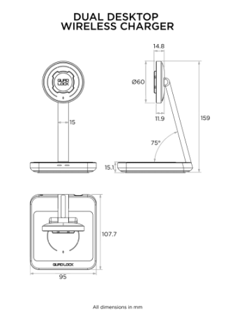 Biurkowa ładowarka indukcyjna Quad Lock® MAG Dual