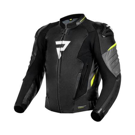 KURTKA MOTOCYKLOWA SKÓRZANA REBELHORN VELOCE BLACK GREY FLUO YELLOW 56