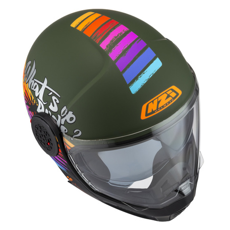 KASK MOTOCYKLOWY NZI MINIMOD DUO RAINBOW GREENBLACK SILVER MATT S