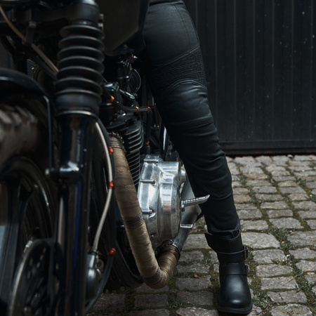 JEANSY MOTOCYKLOWE DAMSKIE OZONE ROXY WAXED BLACK 30/28