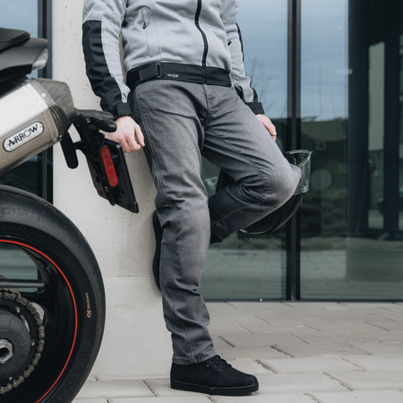 JEANSY MOTOCYKLOWE OZONE STRIKER REGULAR WASHED GREY 28/32