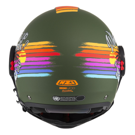 KASK MOTOCYKLOWY NZI MINIMOD DUO RAINBOW GREENBLACK SILVER MATT S