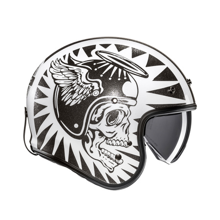 KASK MOTOCYKLOWY HJC V31 FLAME WHITE BLACK S