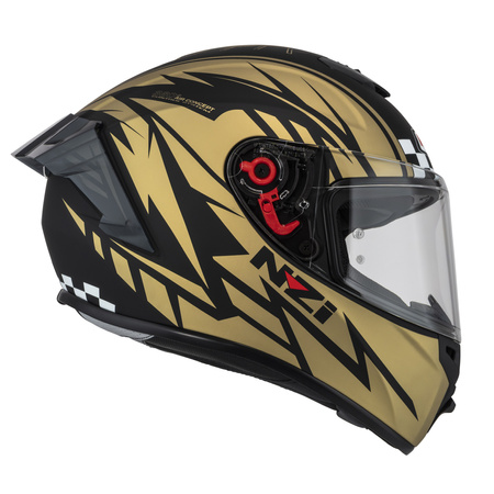KASK MOTOCYKLOWY NZI TRENDY STREAM FLAG BLACK GOLD MATT S