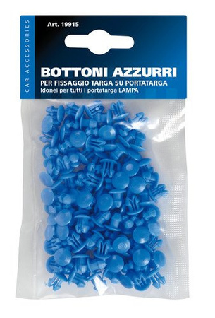 19915 Zestaw 100 sztuk zaślepek do ramki tablicy rejestracyjnej, niebieskie