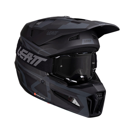 KASK MOTOCYKLOWY Z GOGLAMI LEATT KIT MOTO 3.5 STEALTH XS
