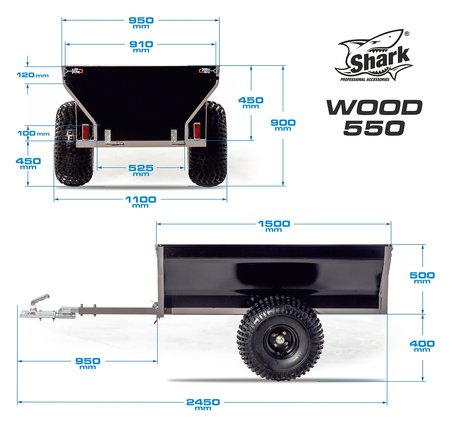 SHARK przyczepa ATV WOOD 550 Wszechstronna przyczepa jednoosiowa