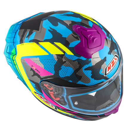 KASK MOTOCYKLOWY NZI TRENDY STREAM CAMU BLUE NEON PINK BLUE S MATT L