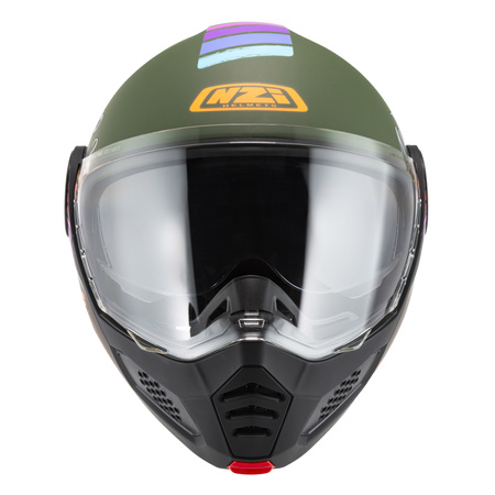 KASK MOTOCYKLOWY NZI MINIMOD DUO RAINBOW GREENBLACK SILVER MATT S