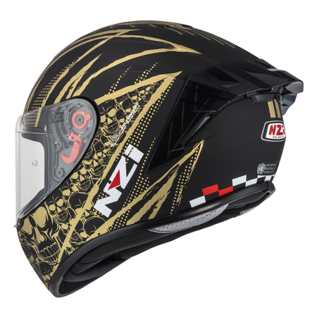 KASK MOTOCYKLOWY NZI TRENDY STREAM FLAG BLACK GOLD MATT L