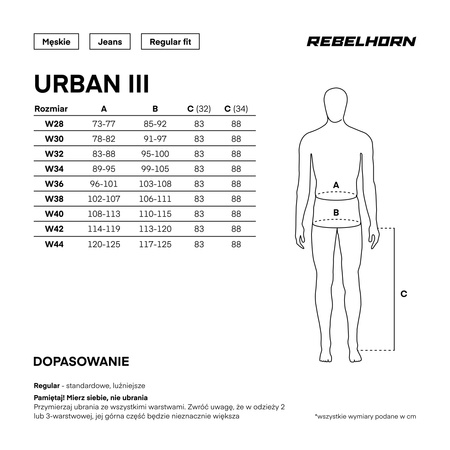 JEANSY MOTOCYKLOWE REBELHORN URBAN 3 WASHED BLACK 36/34