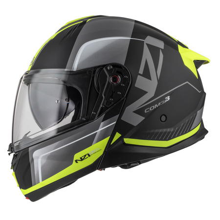 KASK MOTOCYKLOWY NZI COMBI 3 DUO ORBE BLACK ANTRACITE YELLOW MATT S