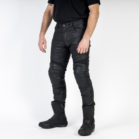 JEANSY MOTOCYKLOWE OZONE RUSTY WAXED BLACK 32/34