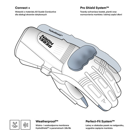 RĘKAWICE MOTOCYKLOWE REBELHORN TRACER WP BLACK 4XL
