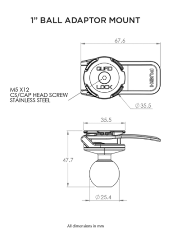 Adapter Quad Lock® z kulką mocującą 1" (V2)