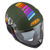 KASK MOTOCYKLOWY NZI MINIMOD DUO RAINBOW GREENBLACK SILVER MATT S