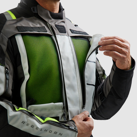 KURTKA MOTOCYKLOWA TEKSTYLNA REBELHORN CUBBY 5 BLACK GREY FLUO YELLOW XS