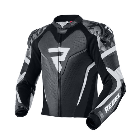 KURTKA MOTOCYKLOWA SKÓRZANA REBELHORN REBEL BLACK WHITE 52
