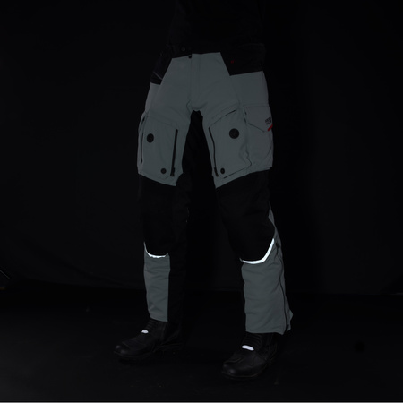 SPODNIE MOTOCYKLOWE TEKSTYLNE REBELHORN RANGE GREY BLACK RED XS