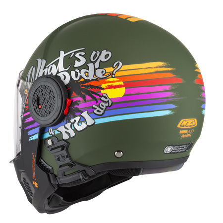 KASK MOTOCYKLOWY NZI MINIMOD DUO RAINBOW GREENBLACK SILVER MATT S
